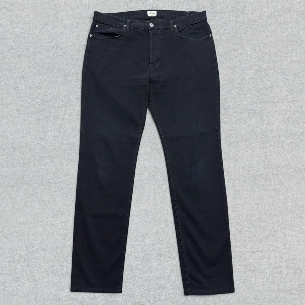 Hudson Jeans Mens 38x33 Black Denim Sartor Slouchy Skinny Fit Stretch Button Fly